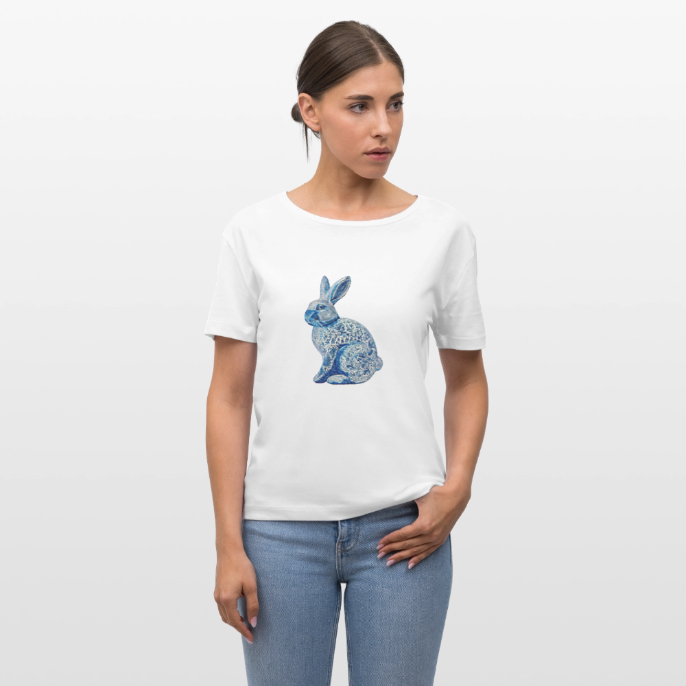 Stanley/Stella Relaxed Rundhals Frauen Bio-T-Shirt - “Hase Delfter Blau” - Weiß