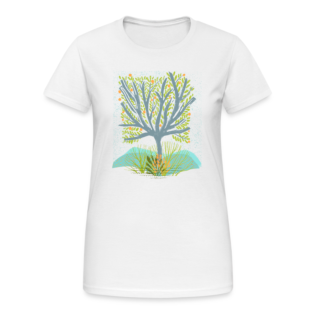 Frauen Gildan Heavy T-Shirt - “Frühlingswiese” - Weiß