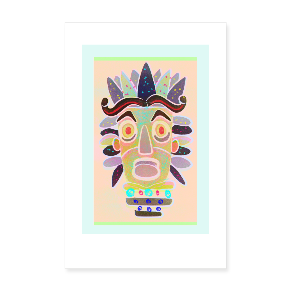 Poster 20x30 cm "Riso Print Maske Happy" - weiß