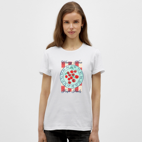 Frauen T-Shirt - “Kirschenzeit” - Weiß