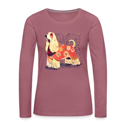 Frauen Premium Langarmshirt - “Dog Figurine” - Malve