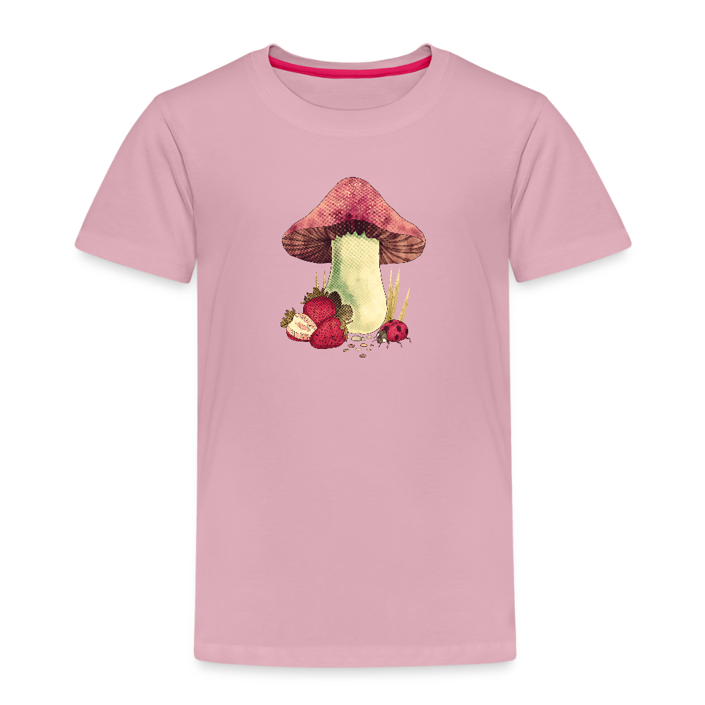 Kinder Premium T-Shirt - "Cottagecore_Pilz und Erdbeeren" - Hellrosa