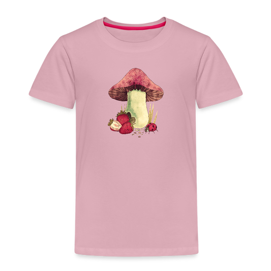 Kinder Premium T-Shirt - "Cottagecore_Pilz und Erdbeeren" - Hellrosa