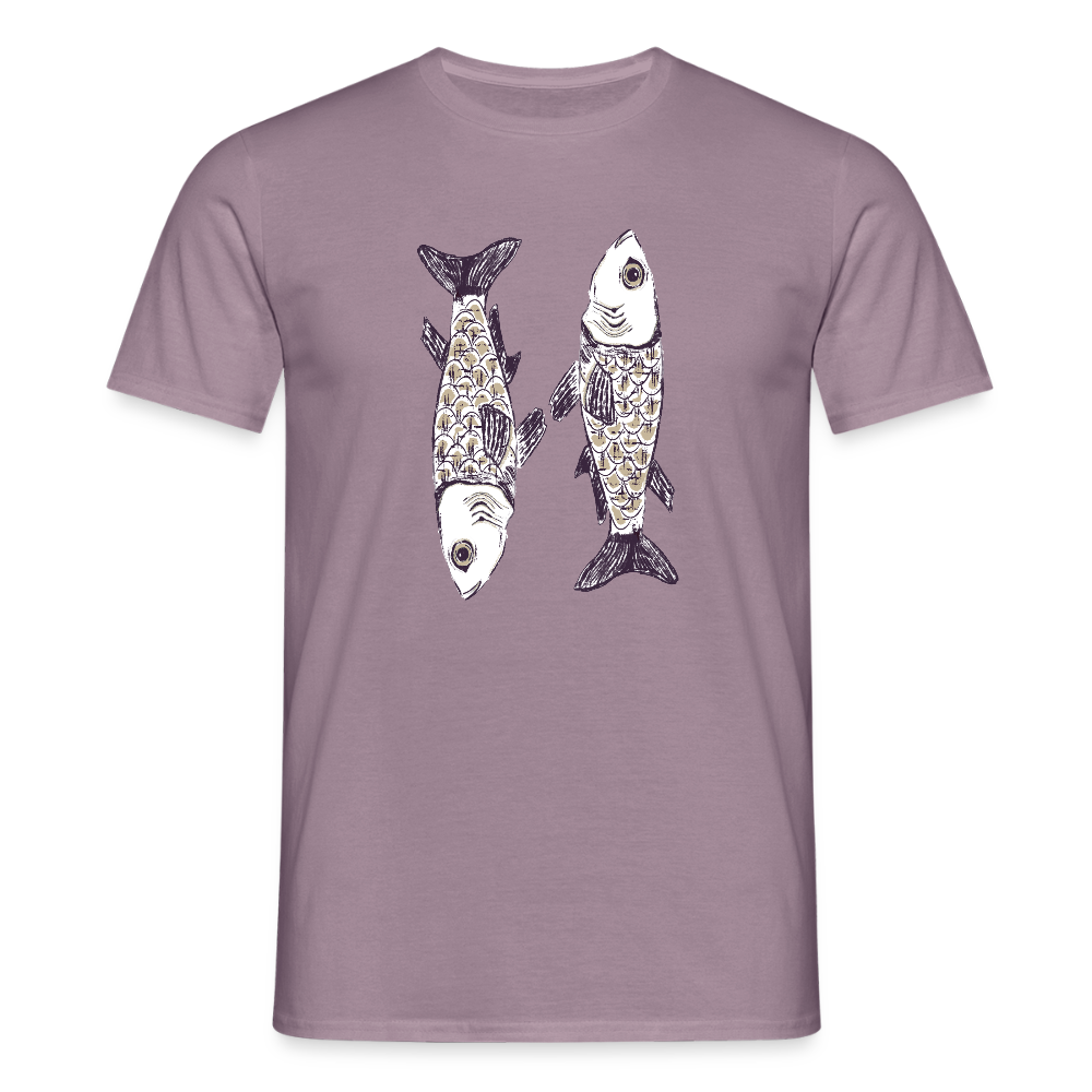 Männer T-Shirt - “Zwei Sardinen” - Lilagrau 