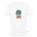Männer Bio-T-Shirt mit V-Ausschnitt - Kaktus in Terracotta - Weiß