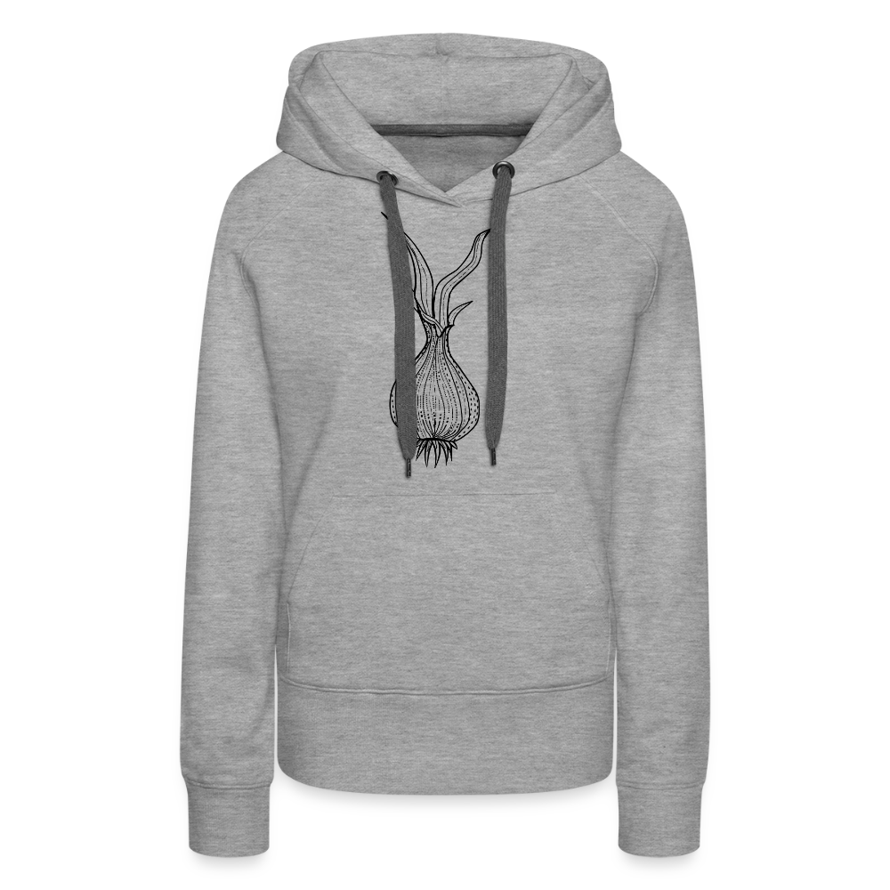 Frauen Premium Hoodie "Doodle Zwiebel" - Grau meliert