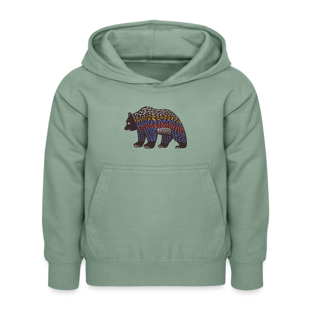 Kinder Hoodie "Bunter Grizzly" - Graugrün