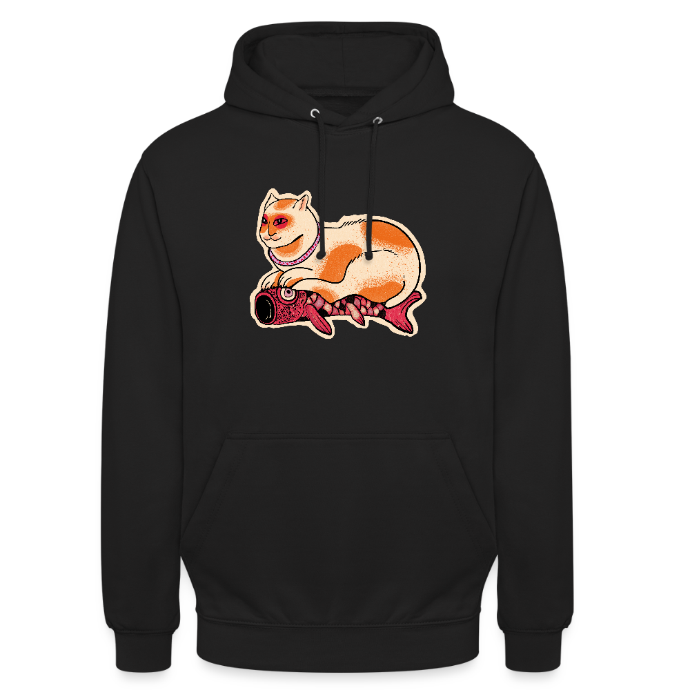 Unisex Hoodie - “Katze & Koinobori” - Schwarz