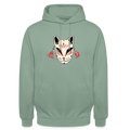 Unisex Hoodie - “Japanische Maske” - Graugrün
