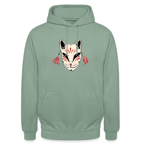 Unisex Hoodie - “Japanische Maske” - Graugrün