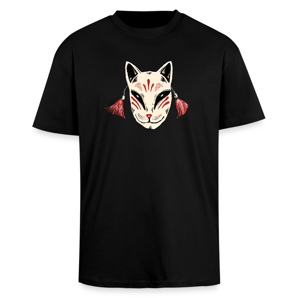 Heavy Oversize T-Shirt - “Japanische Maske” - Schwarz
