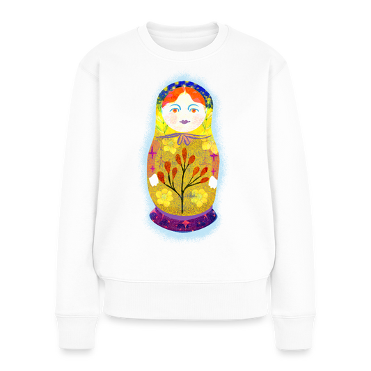 Frauen Premium Pullover - “Retroprint Matroschka” - Weiß