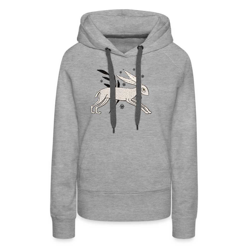 Frauen Premium Hoodie  "Winterhase" - Grau meliert