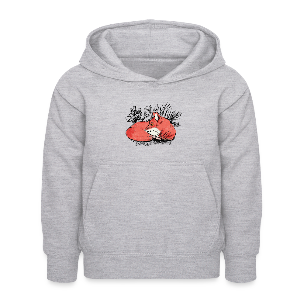 Kinder Hoodie - "Ruhender Fuchs" - Hellgrau meliert