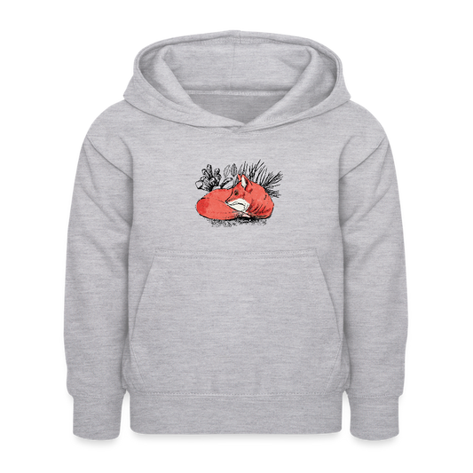 Kinder Hoodie - "Ruhender Fuchs" - Hellgrau meliert