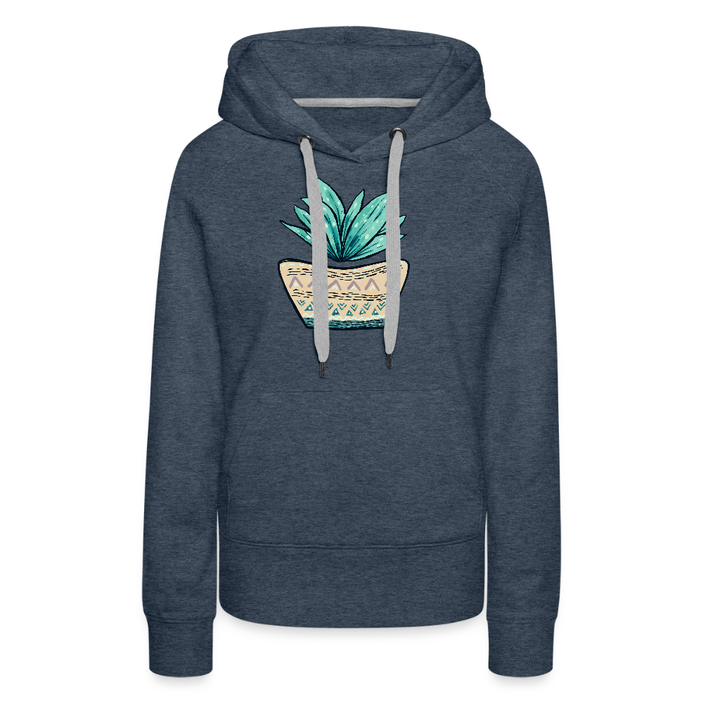 Frauen Premium Hoodie - Aloe Vera - Jeansblau