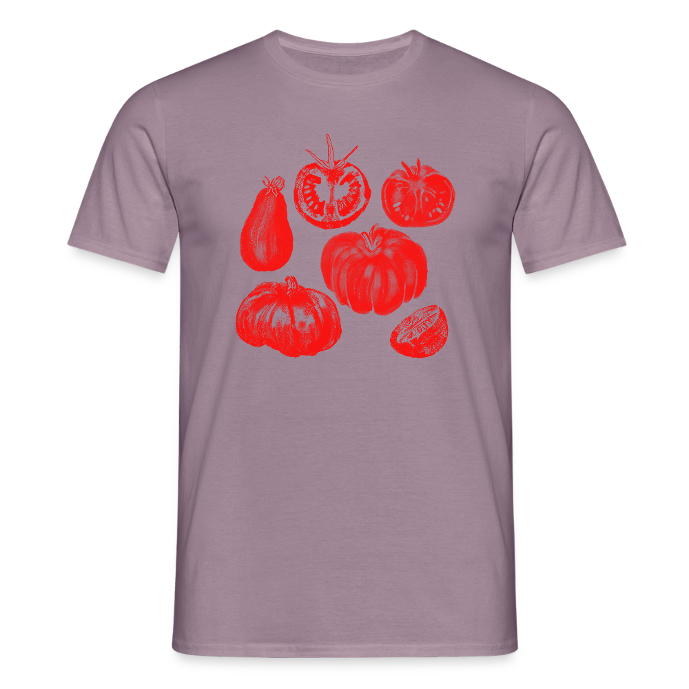 Männer T-Shirt - “Tomato Glow” - Lilagrau 