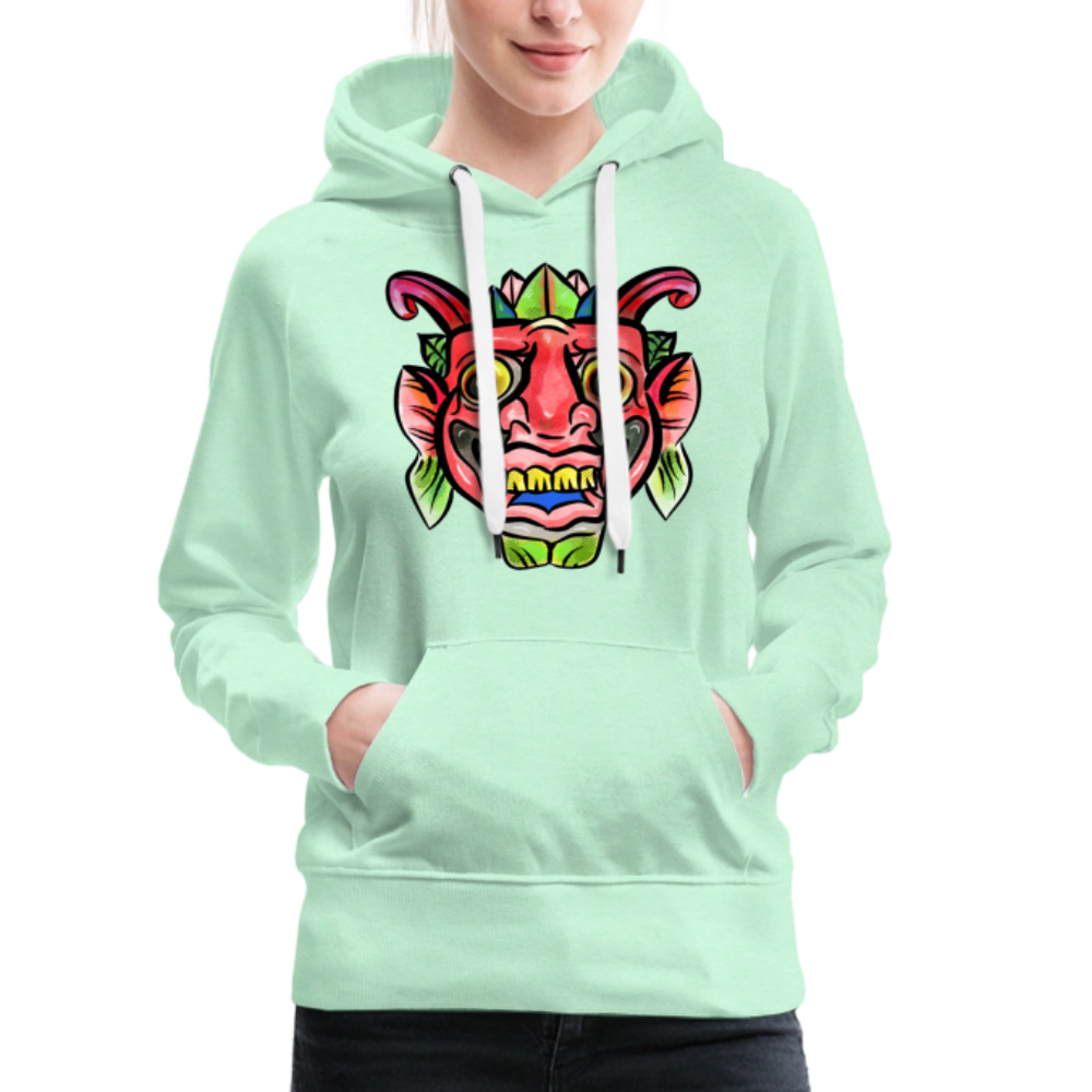 Frauen Premium Hoodie - "Bunte Maske" - helles Mintgrün
