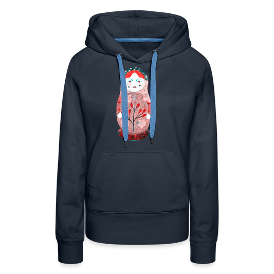 Frauen Premium Hoodie - “Retroprint Matroschka in Rot” - Navy