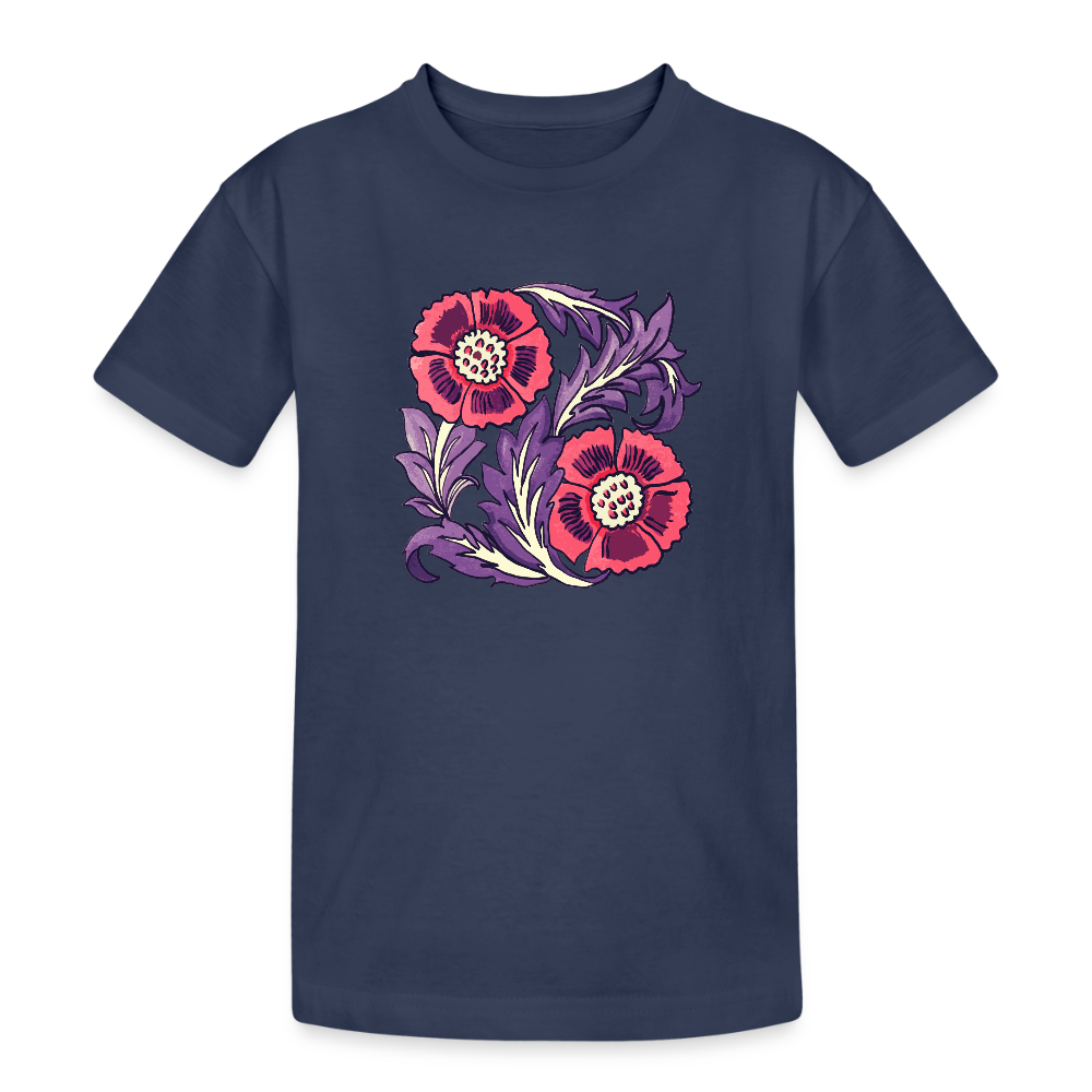 Kinder Heavy Cotton T-Shirt - “Vintage Poppy“ - Navy