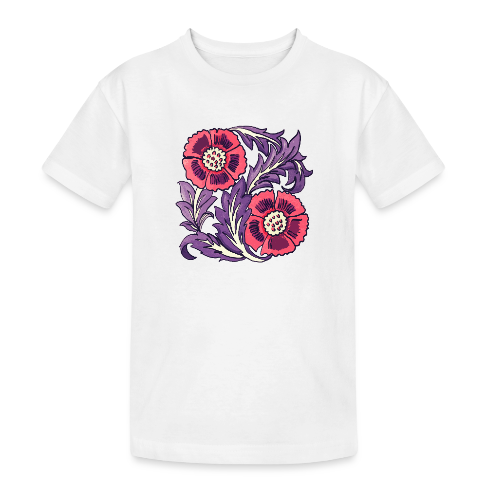 Kinder Heavy Cotton T-Shirt - “Vintage Poppy“ - Weiß