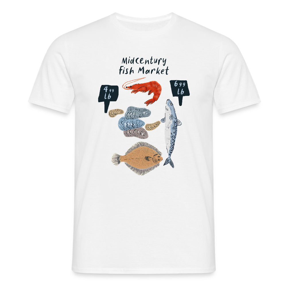 Männer T-Shirt - “Midcentury Fish Market” - Weiß