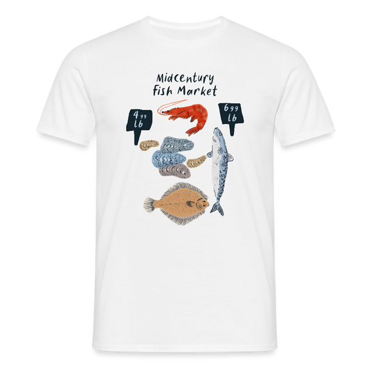 Männer T-Shirt - “Midcentury Fish Market” - Weiß