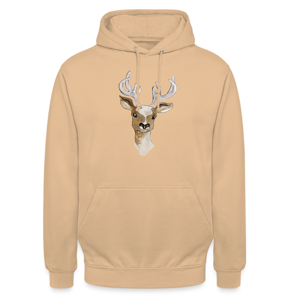 Unisex Hoodie "Hirsch in Aquarell" - Pfirsich