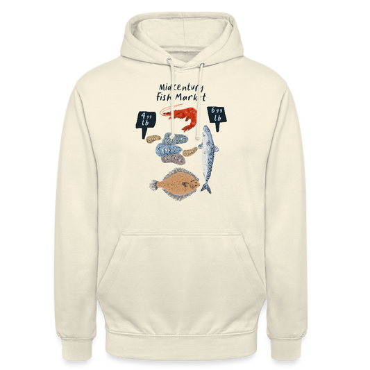 Unisex Hoodie - “Midcentury Fish Market” - Vanille-Milchshake