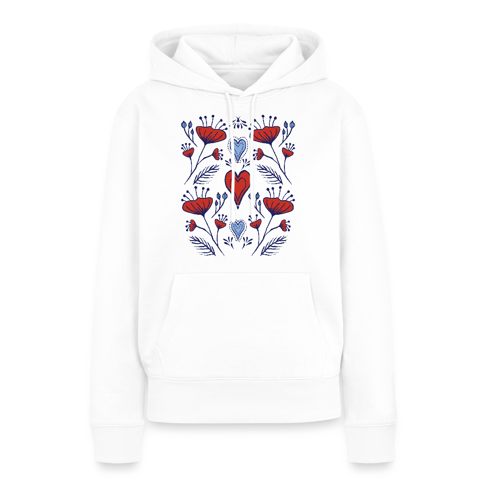 Frauen Premium Hoodie - "Folklore Mohn" - Weiß