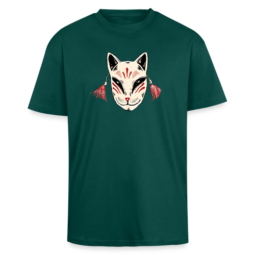 Heavy Oversize T-Shirt - “Japanische Maske” - hunter Green