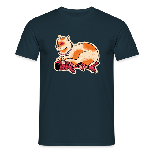 Männer T-Shirt - “Katze & Koinobori” - Navy