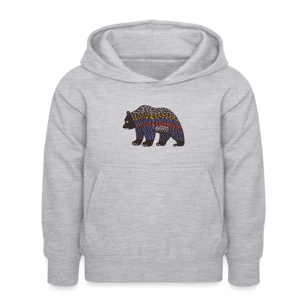 Kinder Hoodie "Bunter Grizzly" - Hellgrau meliert