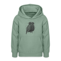Teenager Hoodie - "Graue Eule" - Graugrün