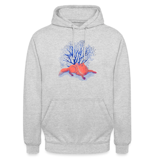 Unisex Hoodie - “Monsieur Fuchs und der Mond” - Hellgrau meliert