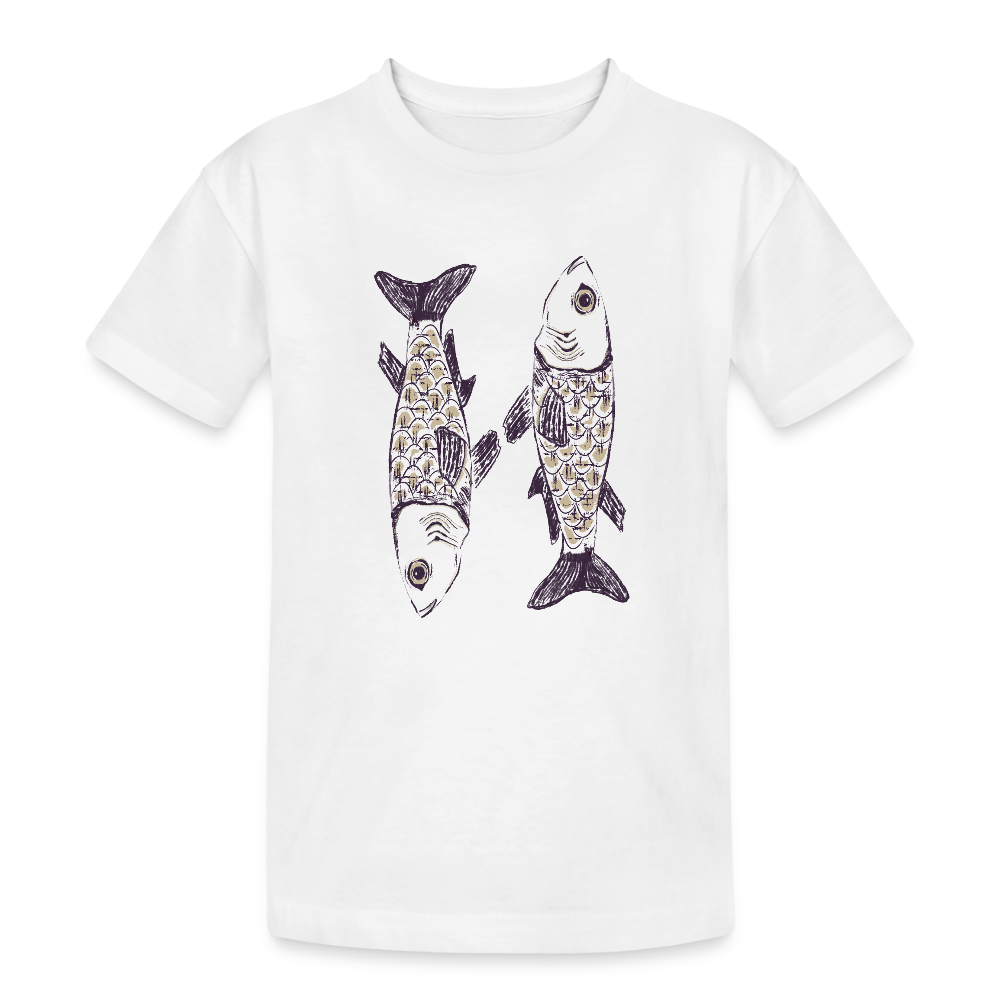 Kinder Heavy Cotton T-Shirt - “Zwei Sardinen” - Weiß