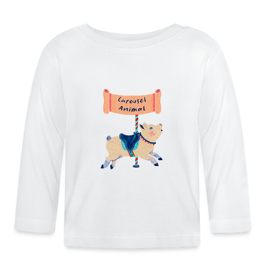 Baby Langarmshirt - “Carousel Animal” - Weiß