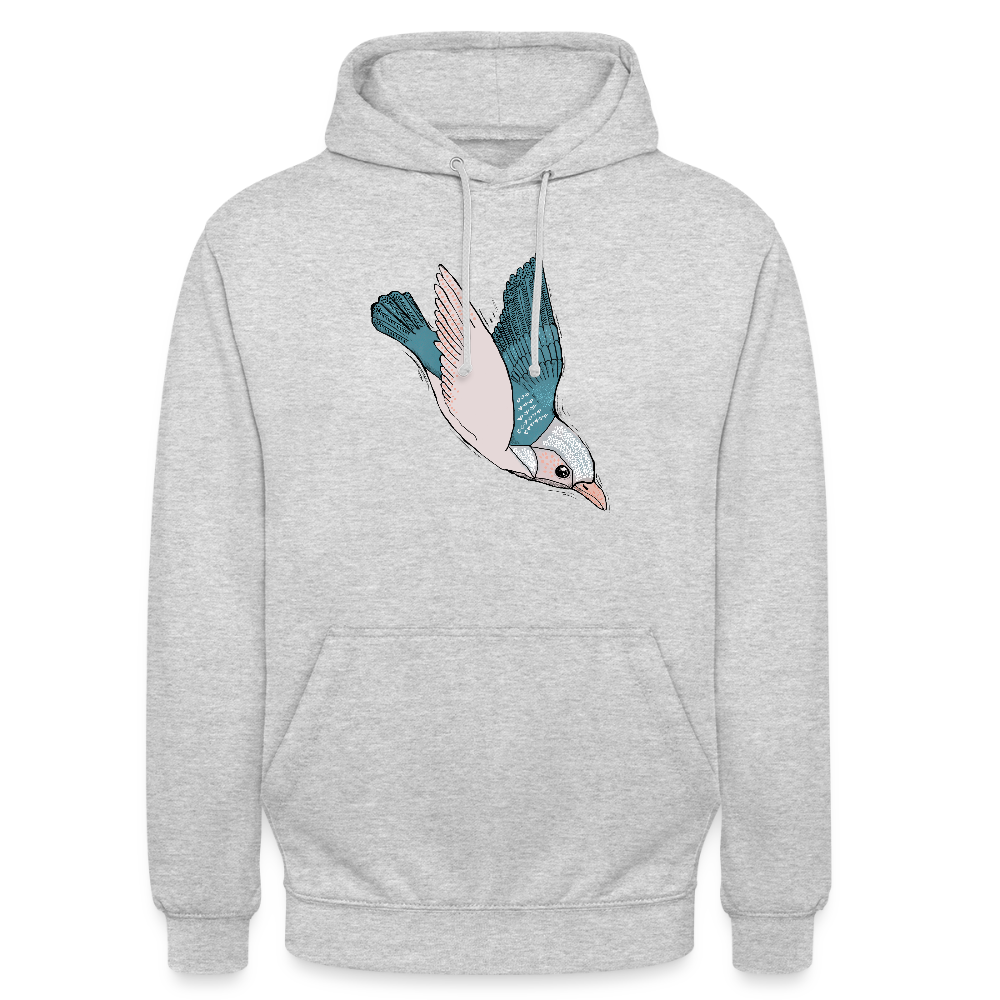 Unisex Hoodie "Vogel im Sturzflug" - Hellgrau meliert