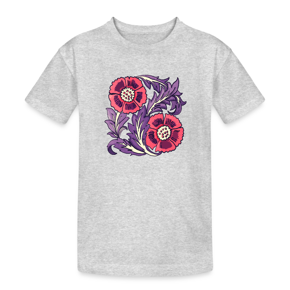 Kinder Heavy Cotton T-Shirt - “Vintage Poppy“ - Grau meliert