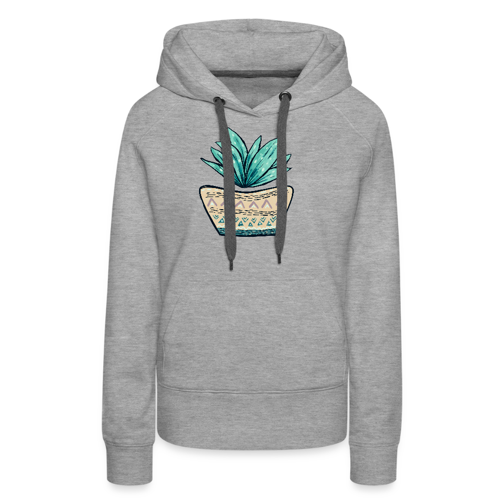 Frauen Premium Hoodie - Aloe Vera - Grau meliert