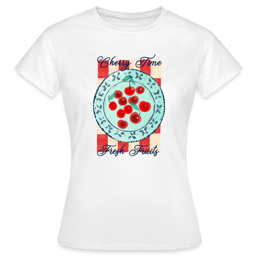 Frauen T-Shirt - “Kirschenzeit” - Weiß