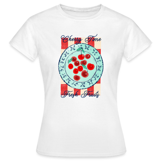 Frauen T-Shirt - “Kirschenzeit” - Weiß