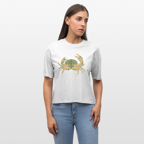 Stanley/Stella Frauen Boxy Bio-T-Shirt - “Vintage Taschenkrebs” - Weiß meliert