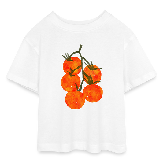 Teen Cropped Jersey T-Shirt - “I Pomodori” - Weiß