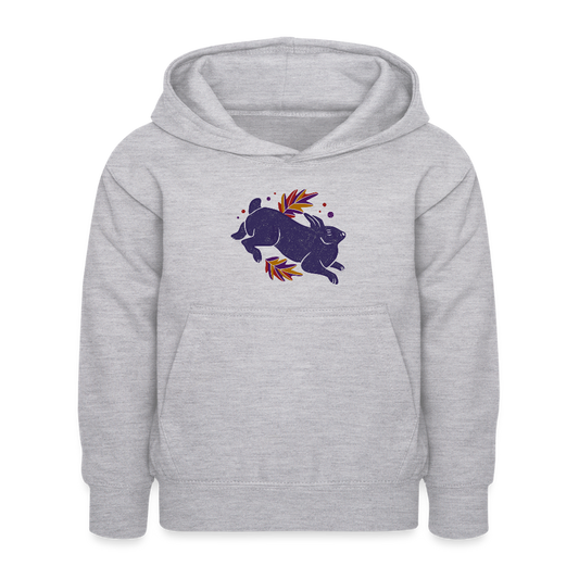 Kinder Hoodie "Hase im Laub" - Hellgrau meliert