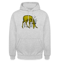 Unisex Hoodie - "Reh in Olive" - Hellgrau meliert