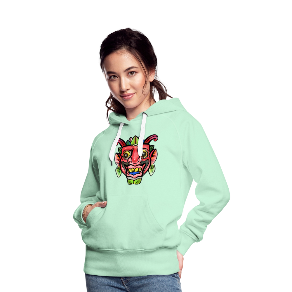 Frauen Premium Hoodie - "Bunte Maske" - helles Mintgrün