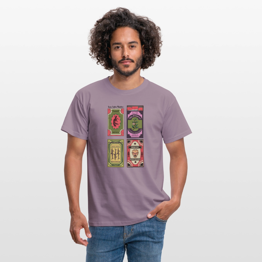 Männer T-Shirt - "Safety Matches" - Lilagrau 