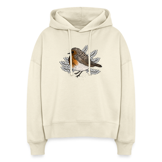 Stanley/Stella Boxy Frauen Bio Hoodie - "Rotkehlchen" - Weißgrau