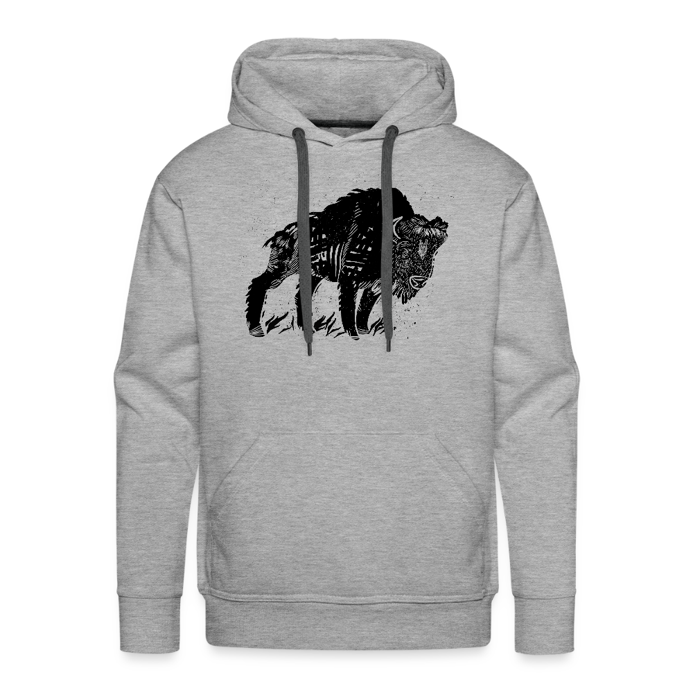 Men’s Premium Hoodie - “Wilder Bison” - Grau meliert